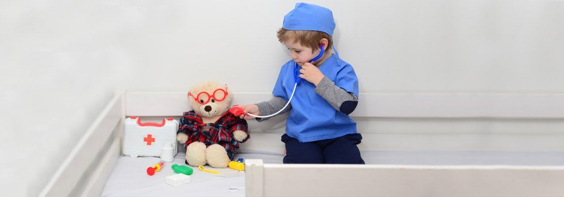 Pediatrician with child